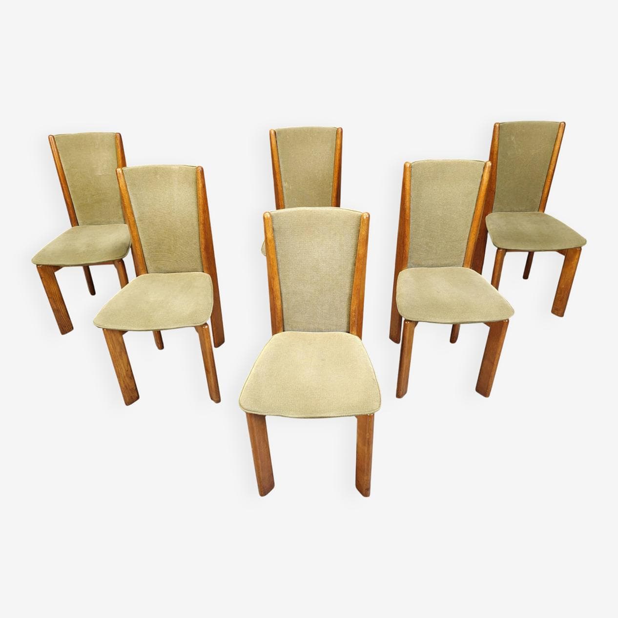 set of six dining chairs, brown wood, Denmark, 1970s - 273410