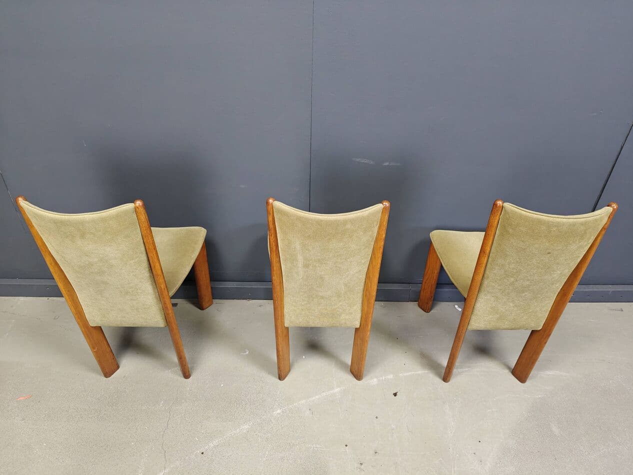 set of six dining chairs, brown wood, Denmark, 1970s - 273414