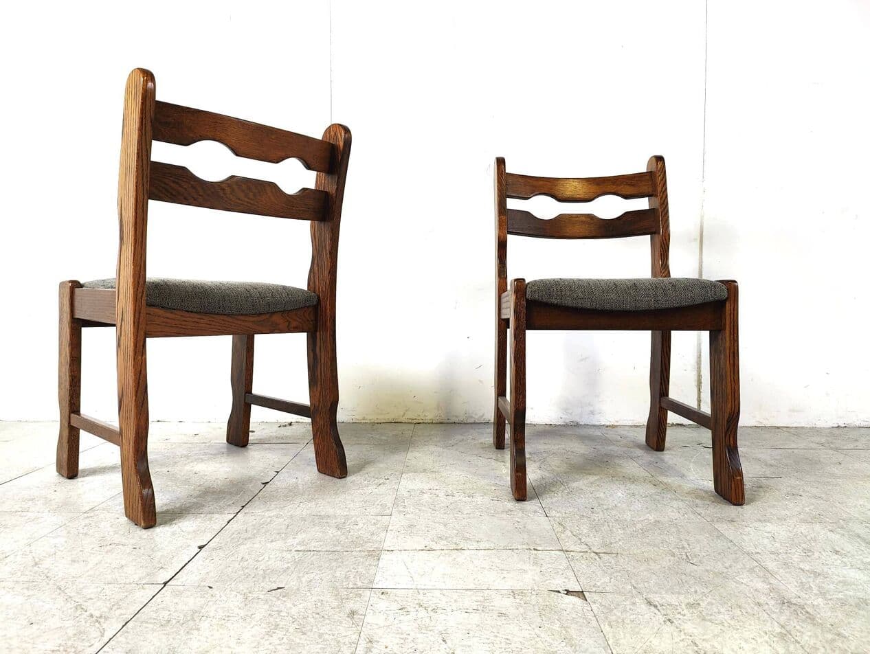 komplet 6 krzeseł do jadalni brutalistycznych, drewno brązowy, Niemcy, lata 70. - 273284