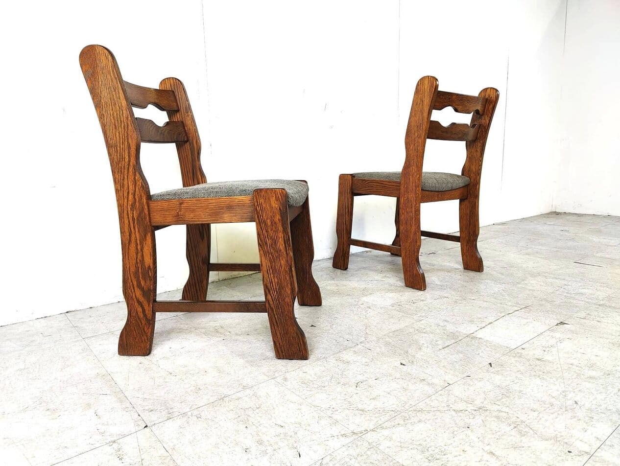 komplet 6 krzeseł do jadalni brutalistycznych, drewno brązowy, Niemcy, lata 70. - 273276