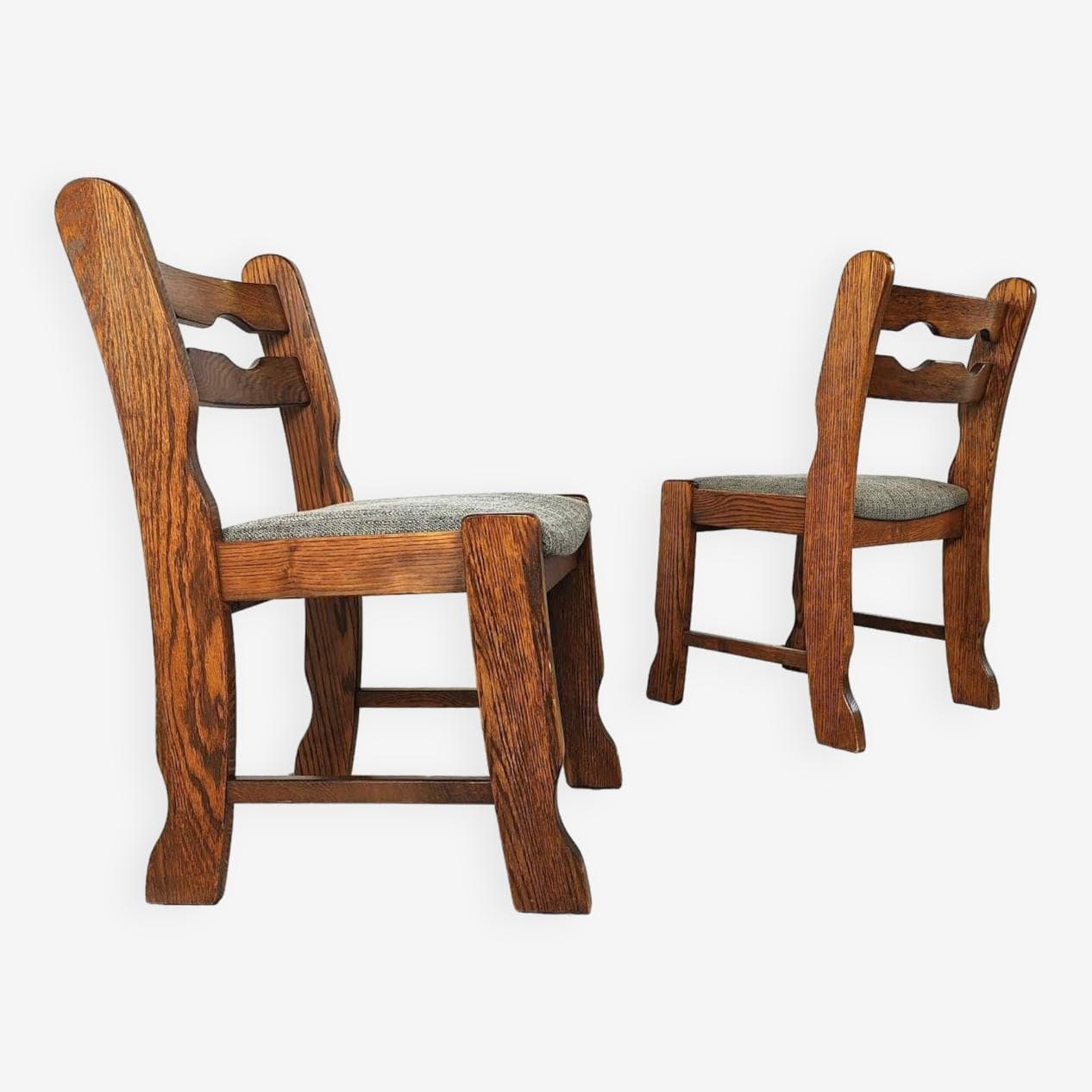 komplet 6 krzeseł do jadalni brutalistycznych, drewno brązowy, Niemcy, lata 70. - 273274