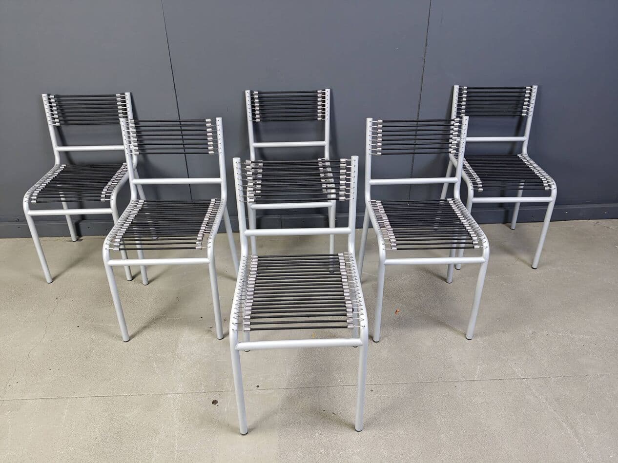 set of six chairs Sandow, grey metal, by R. Herbst, Italy, 1980s - 273165
