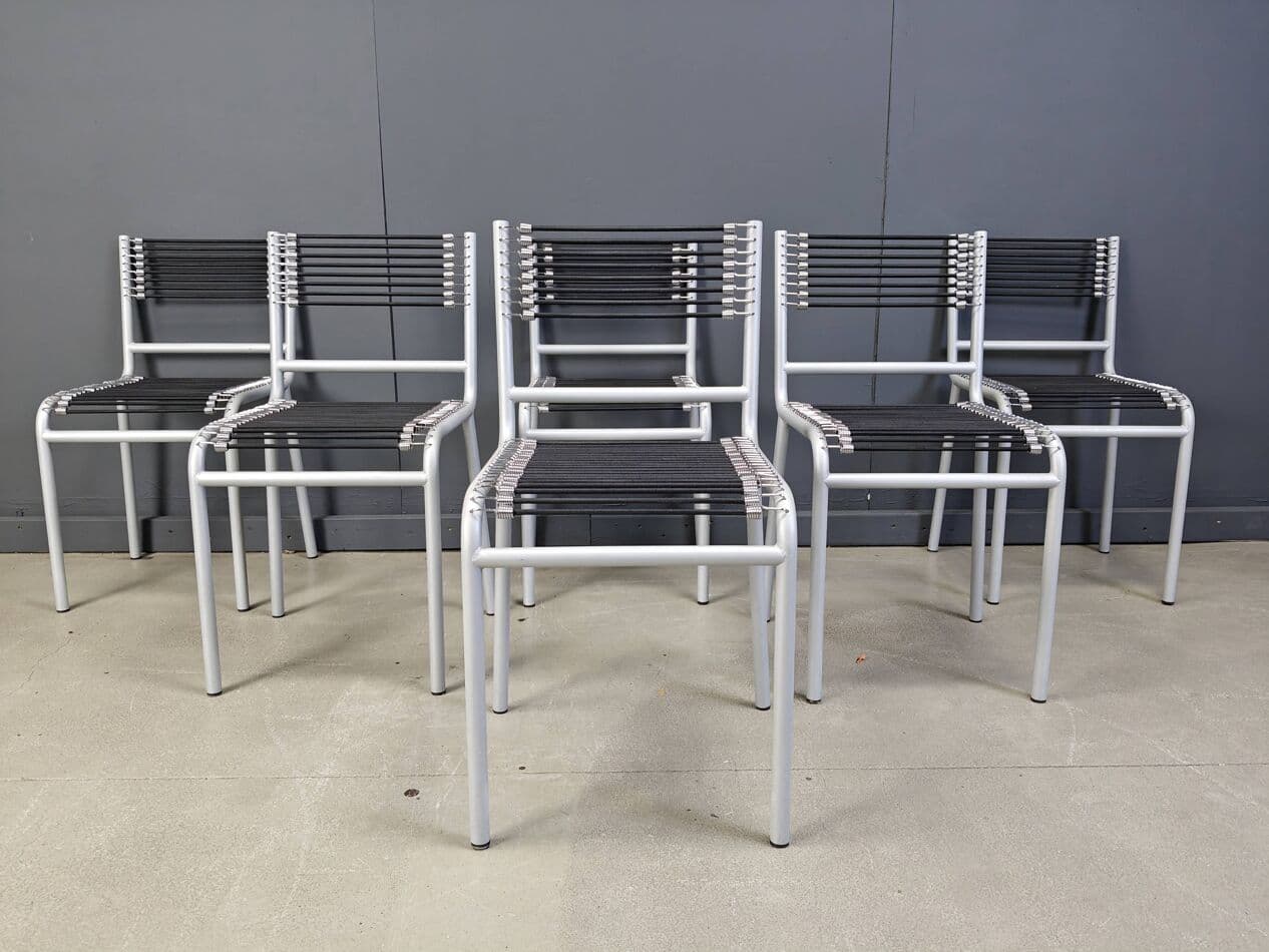 set of six chairs Sandow, grey metal, by R. Herbst, Italy, 1980s - 273163