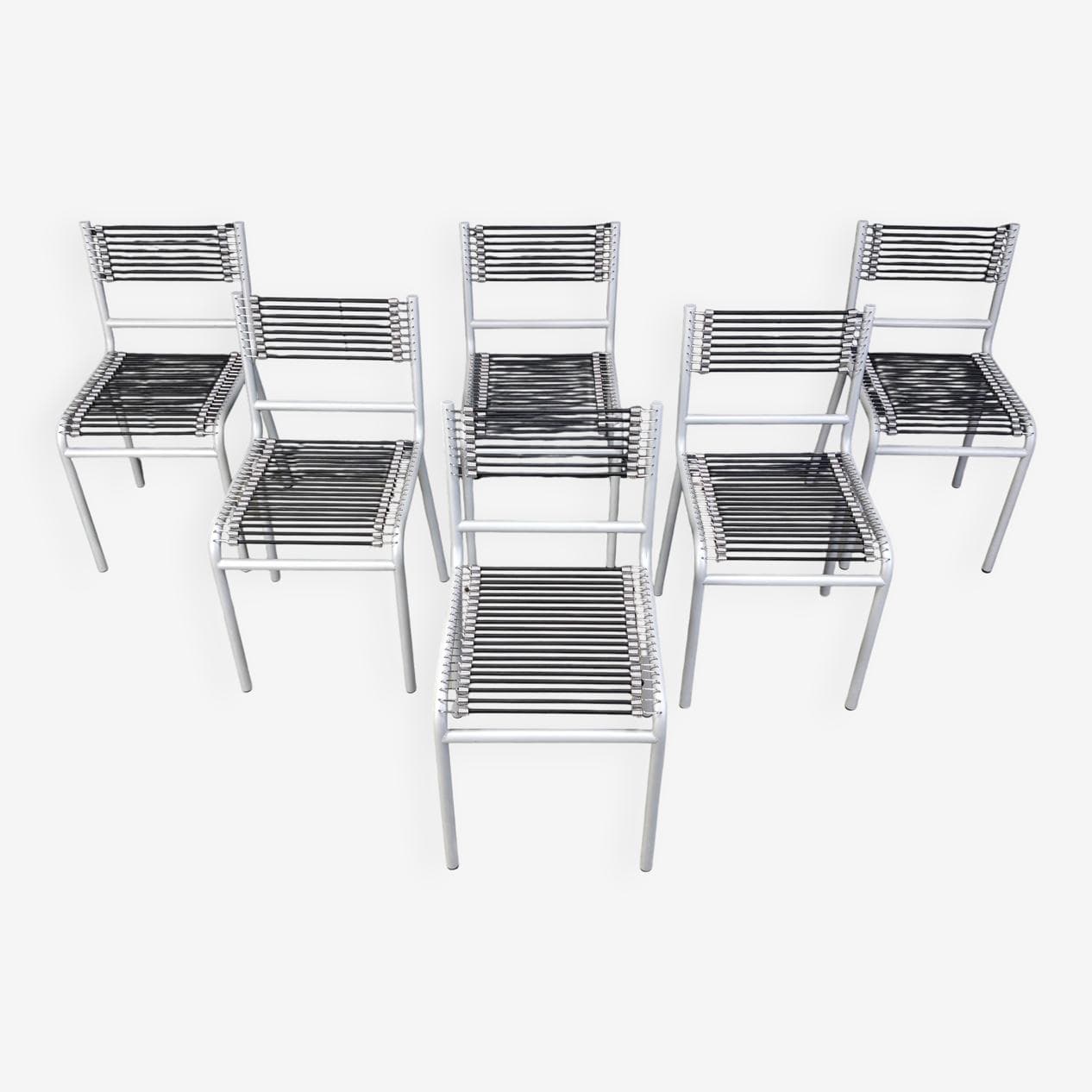 set of six chairs Sandow, grey metal, by R. Herbst, Italy, 1980s - 273166