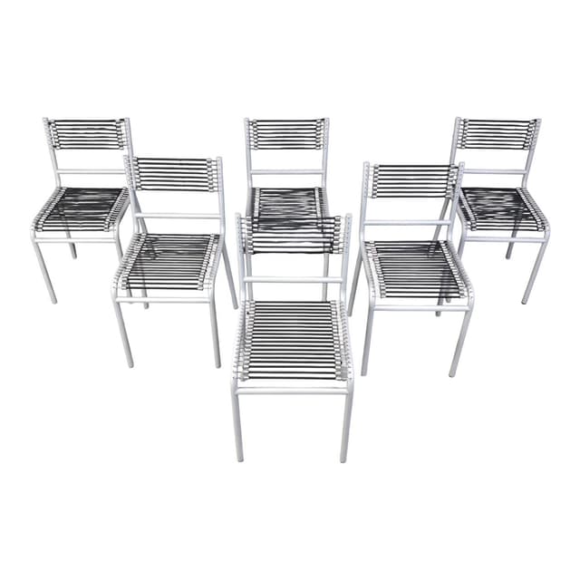 set of six chairs Sandow, grey metal, by R. Herbst, Italy, 1980s - DIMENSION