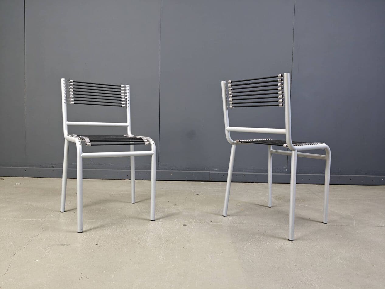 set of six chairs Sandow, grey metal, by R. Herbst, Italy, 1980s - 273167