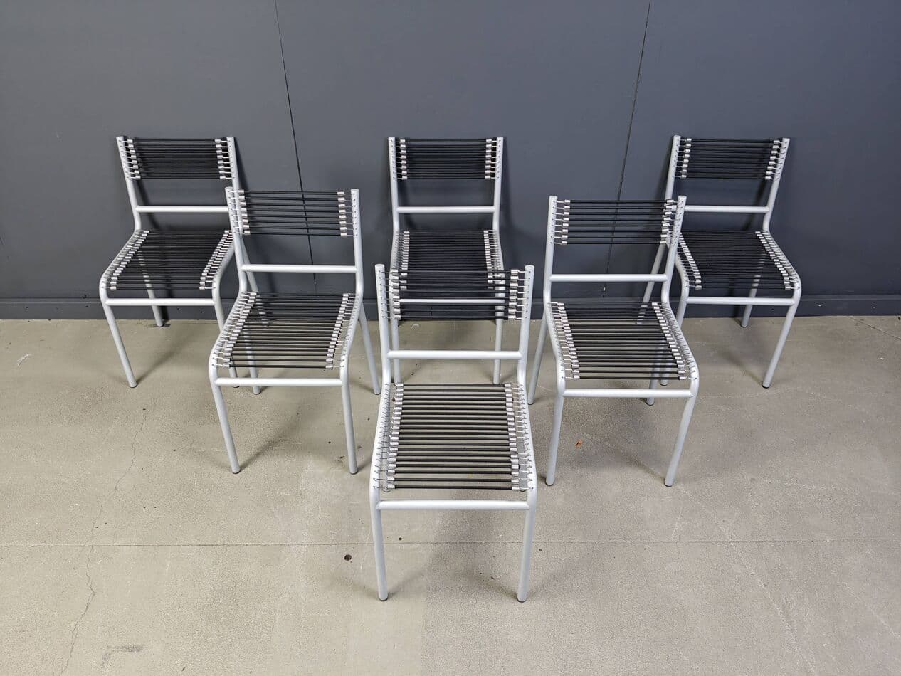 set of six chairs Sandow, grey metal, by R. Herbst, Italy, 1980s - 273162