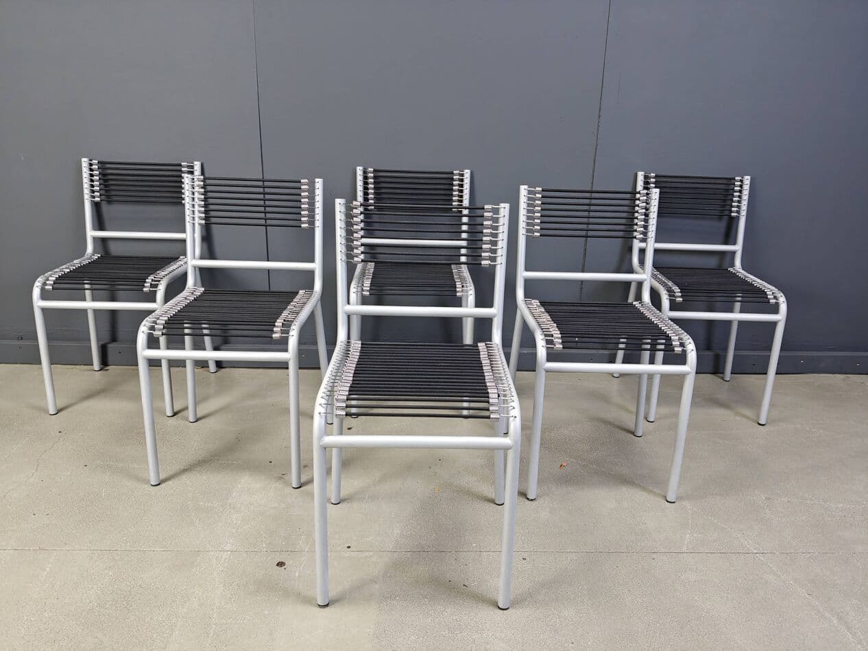 set of six chairs Sandow, grey metal, by R. Herbst, Italy, 1980s - 273164
