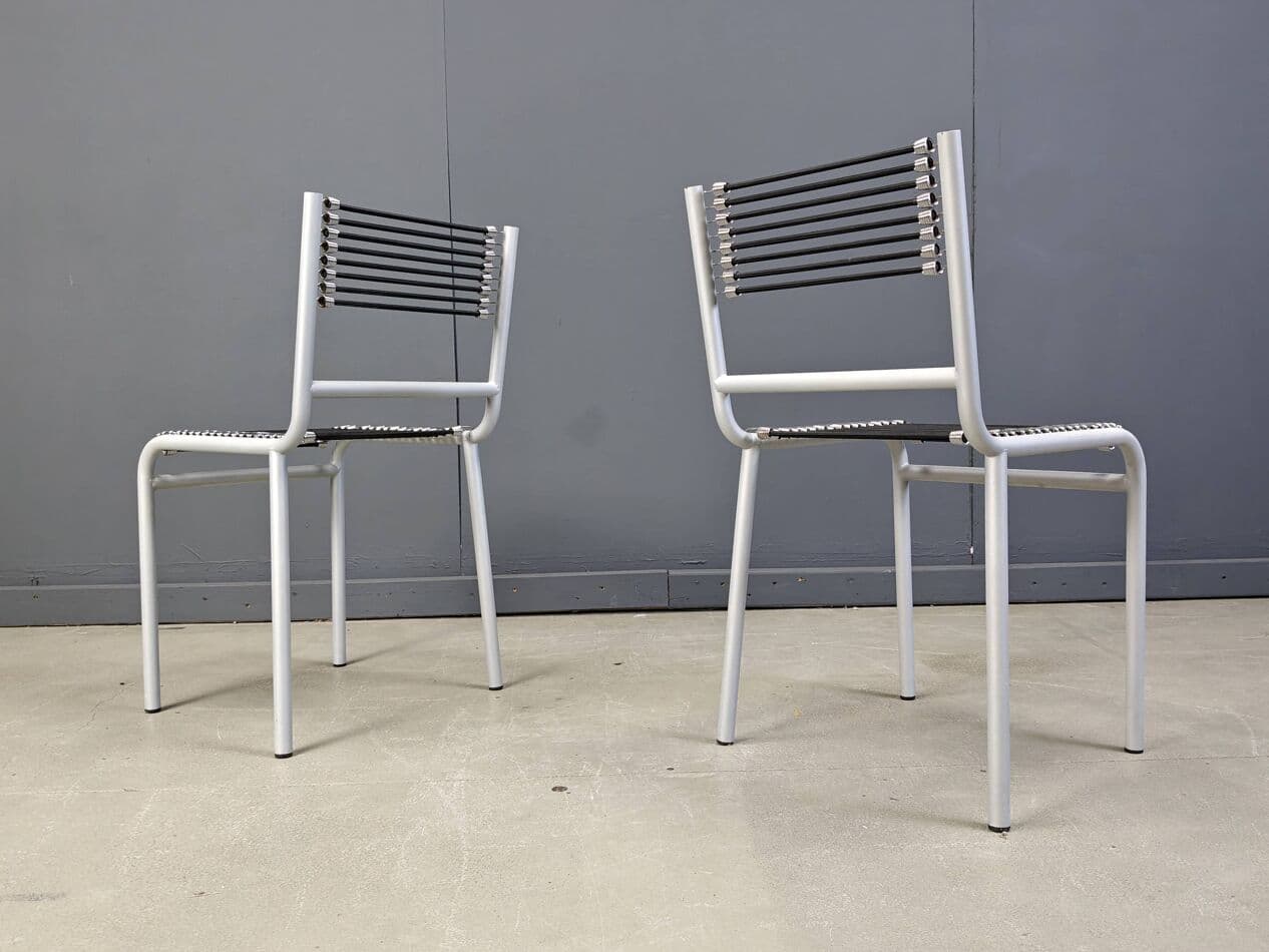 set of six chairs Sandow, grey metal, by R. Herbst, Italy, 1980s - 273168