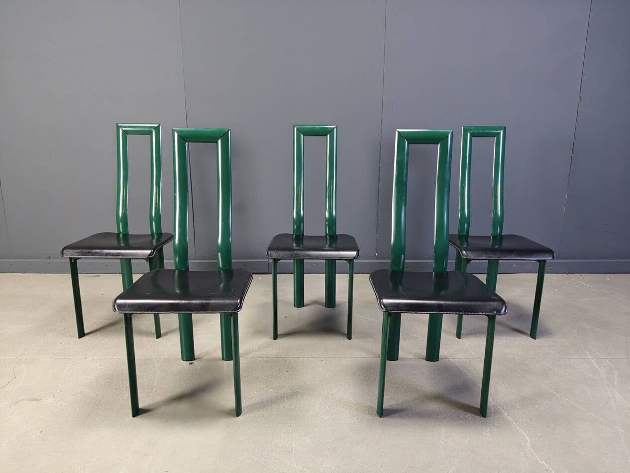 Zestaw krzeseł jadalnianych Model Regia, zielony, proj. A. Mosca, Włochy, lata 80. - 273092