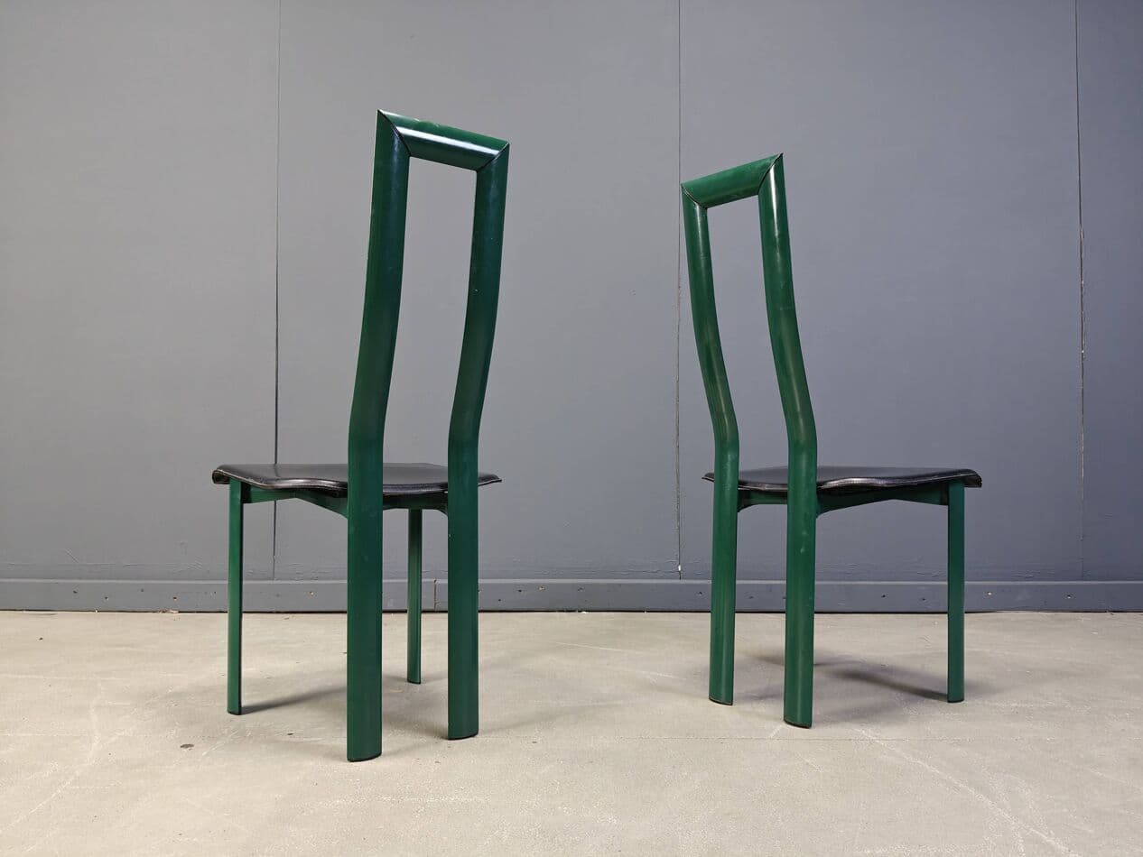 Zestaw krzeseł jadalnianych Model Regia, zielony, proj. A. Mosca, Włochy, lata 80. - 273085