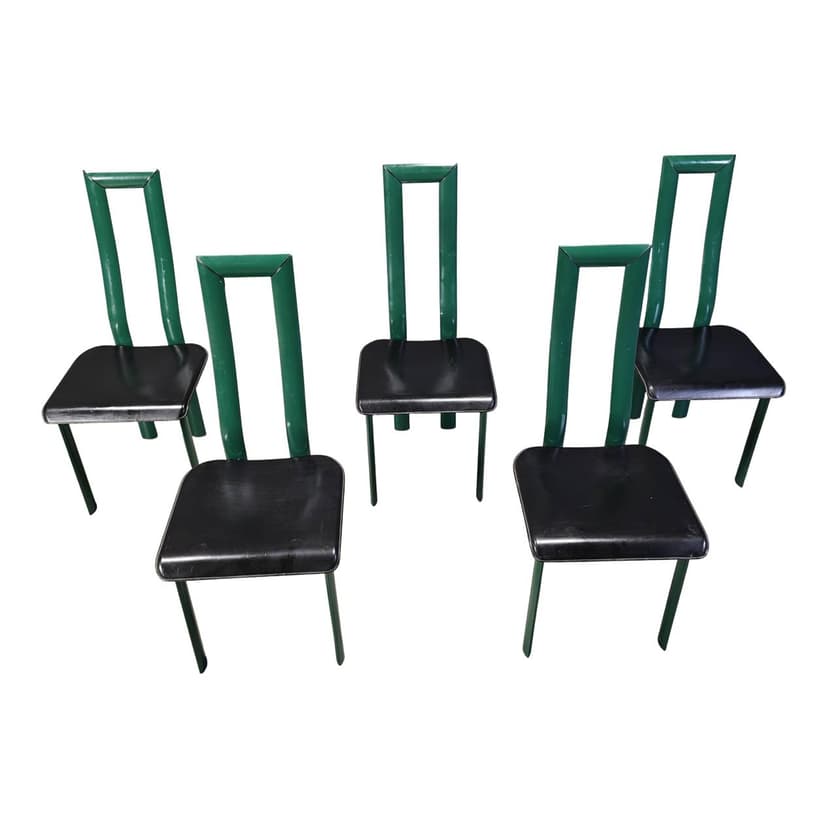 Zestaw krzeseł jadalnianych Model Regia, zielony, proj. A. Mosca, Włochy, lata 80.