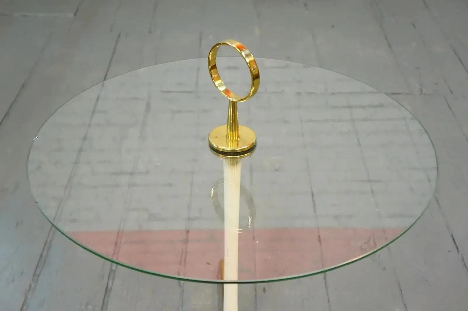 Side Table, golden brass, transparent glass, by C. Lacca, Italy, 1960s. - 19143