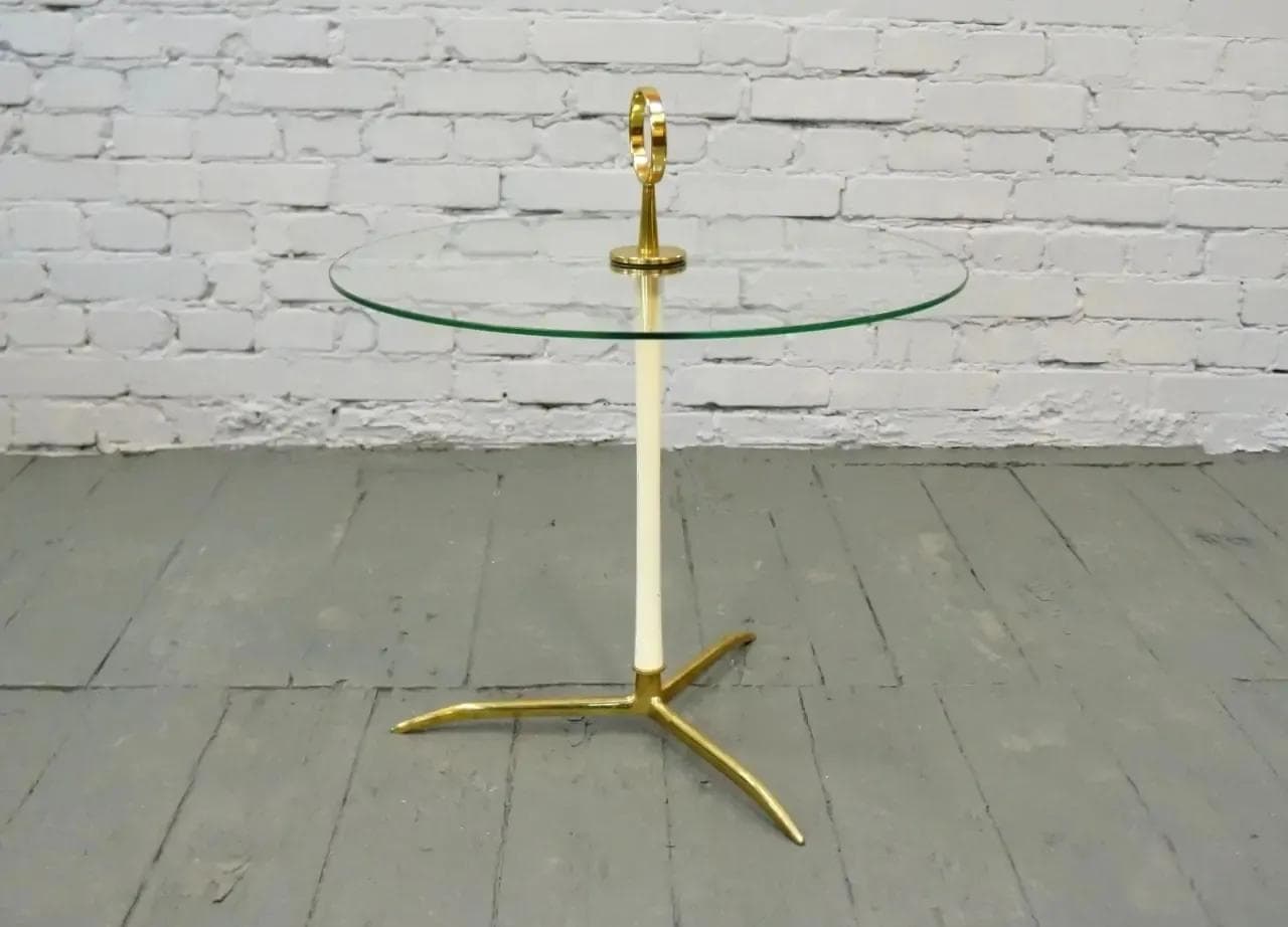 Side Table, golden brass, transparent glass, by C. Lacca, Italy, 1960s. - 19144