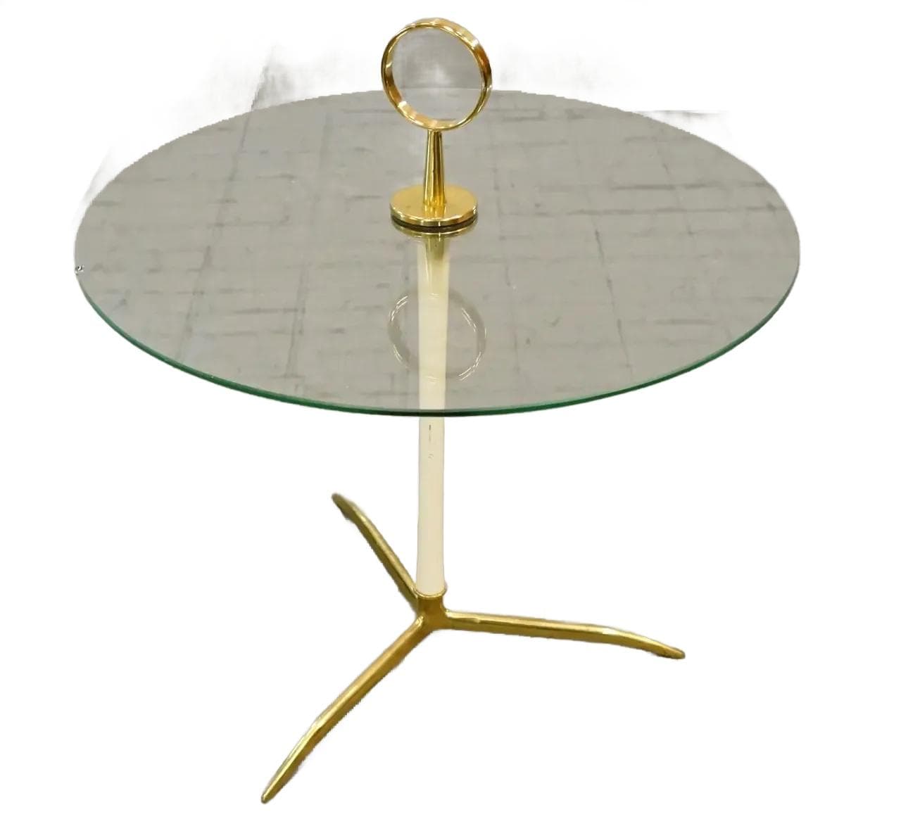 Side Table, golden brass, transparent glass, by C. Lacca, Italy, 1960s.