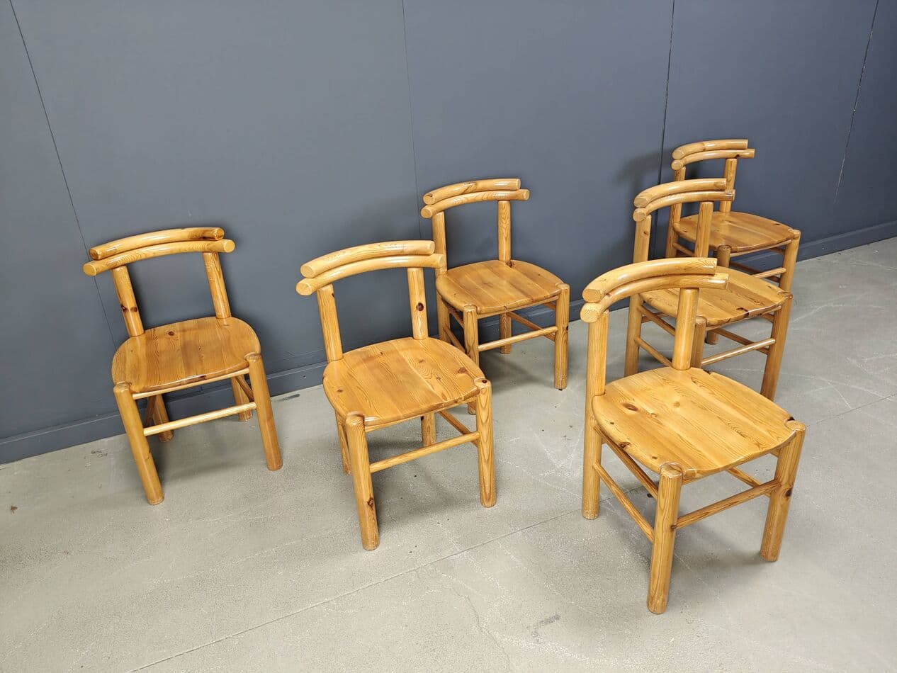 set of six dining chairs, brown pine, Denmark, 1980s - 272991