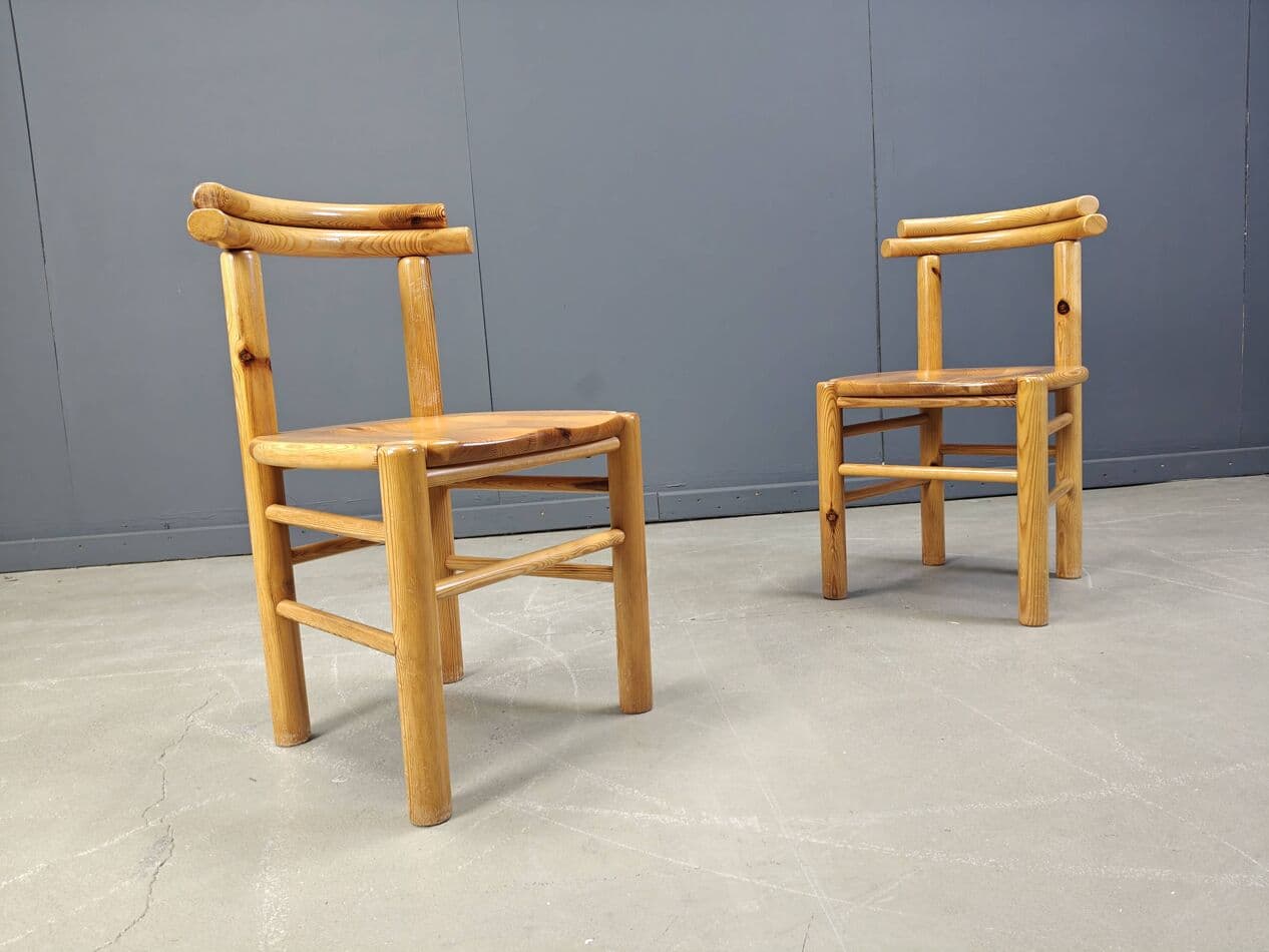 set of six dining chairs, brown pine, Denmark, 1980s - 272989