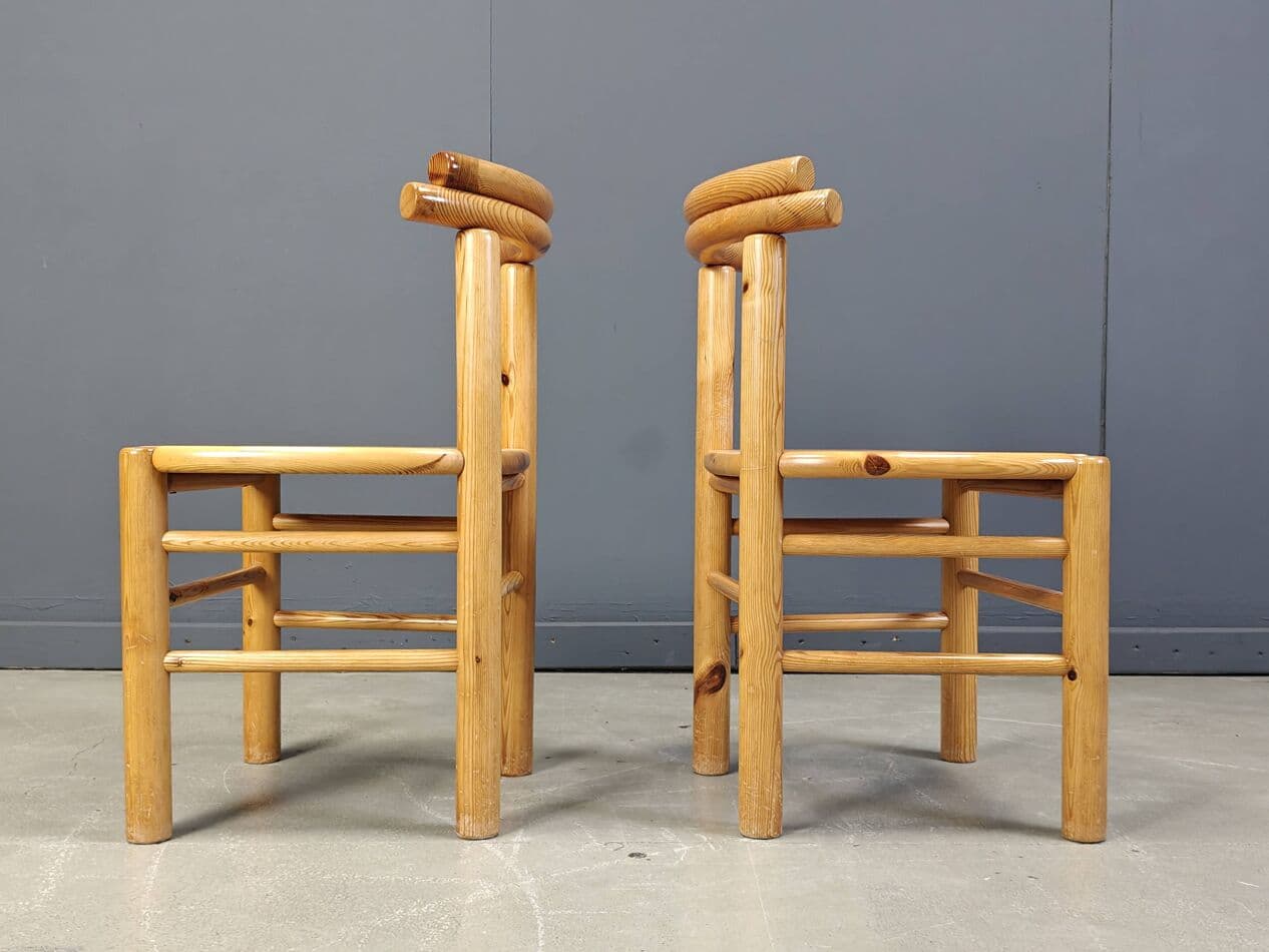 set of six dining chairs, brown pine, Denmark, 1980s - 272986