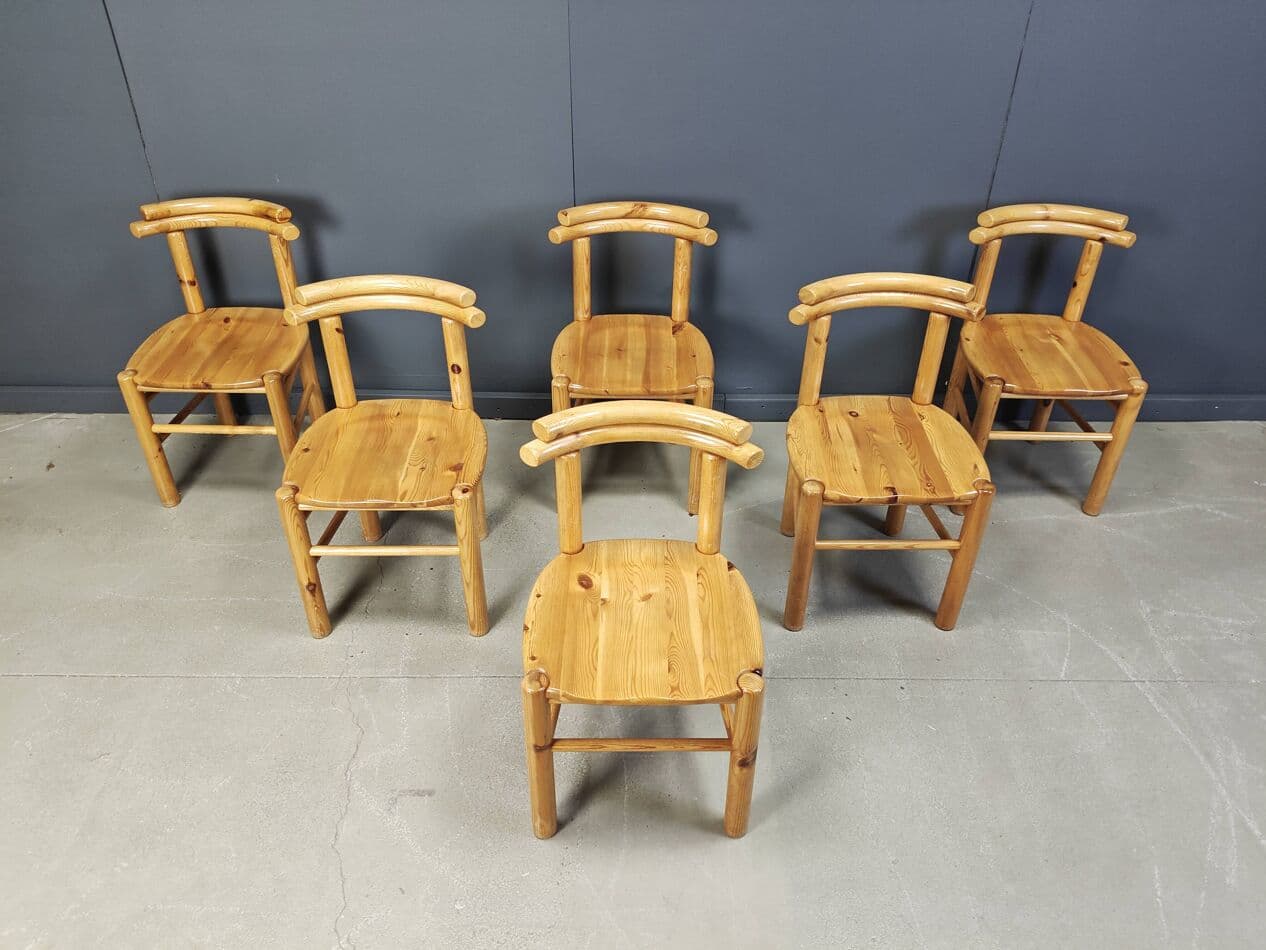 set of six dining chairs, brown pine, Denmark, 1980s - 272979