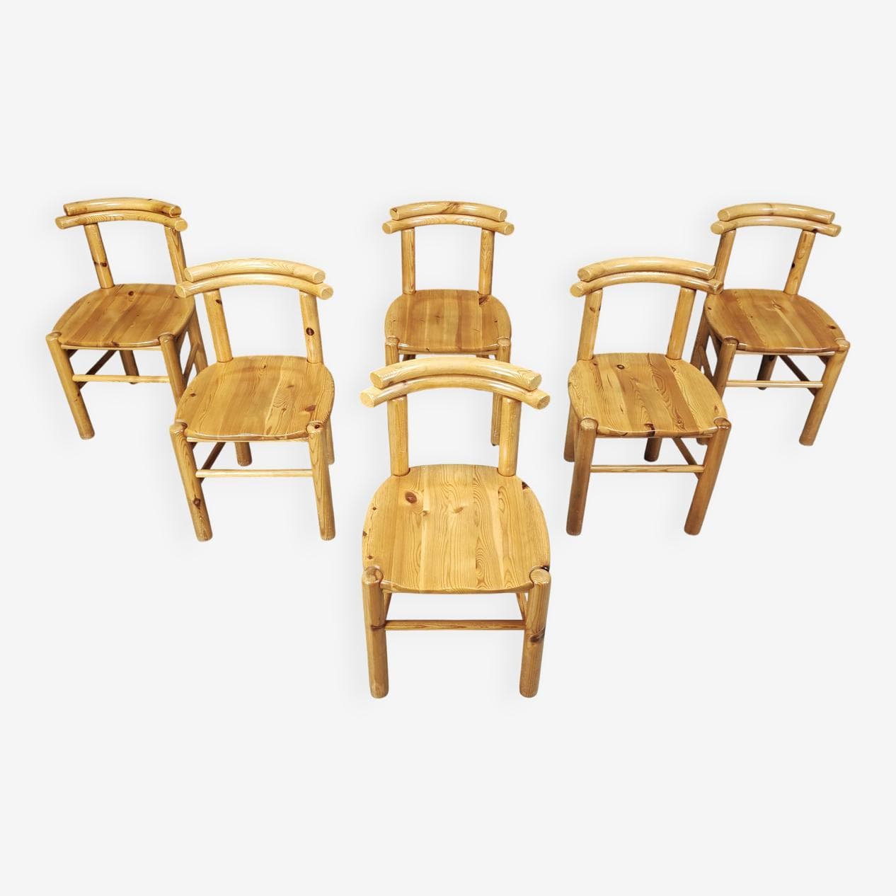 set of six dining chairs, brown pine, Denmark, 1980s - 272984