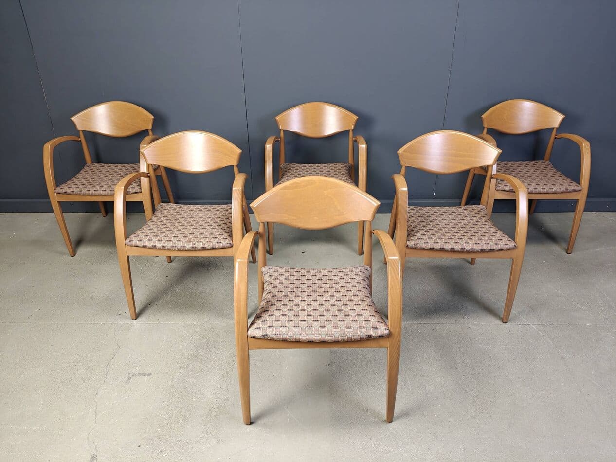 set of six armchairs, beige, wood, Spain, 1990s - 272857