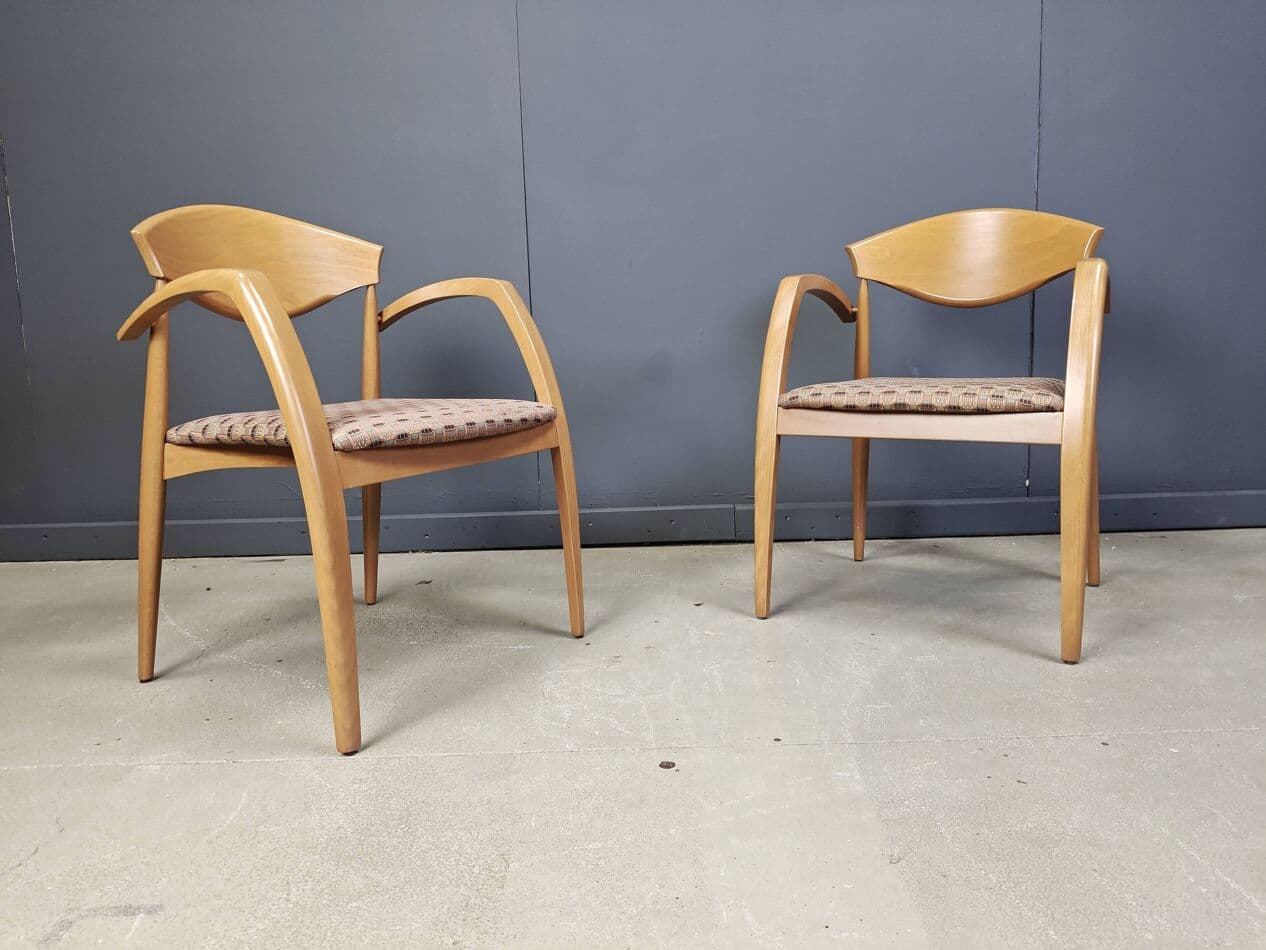 set of six armchairs, beige, wood, Spain, 1990s - 272862