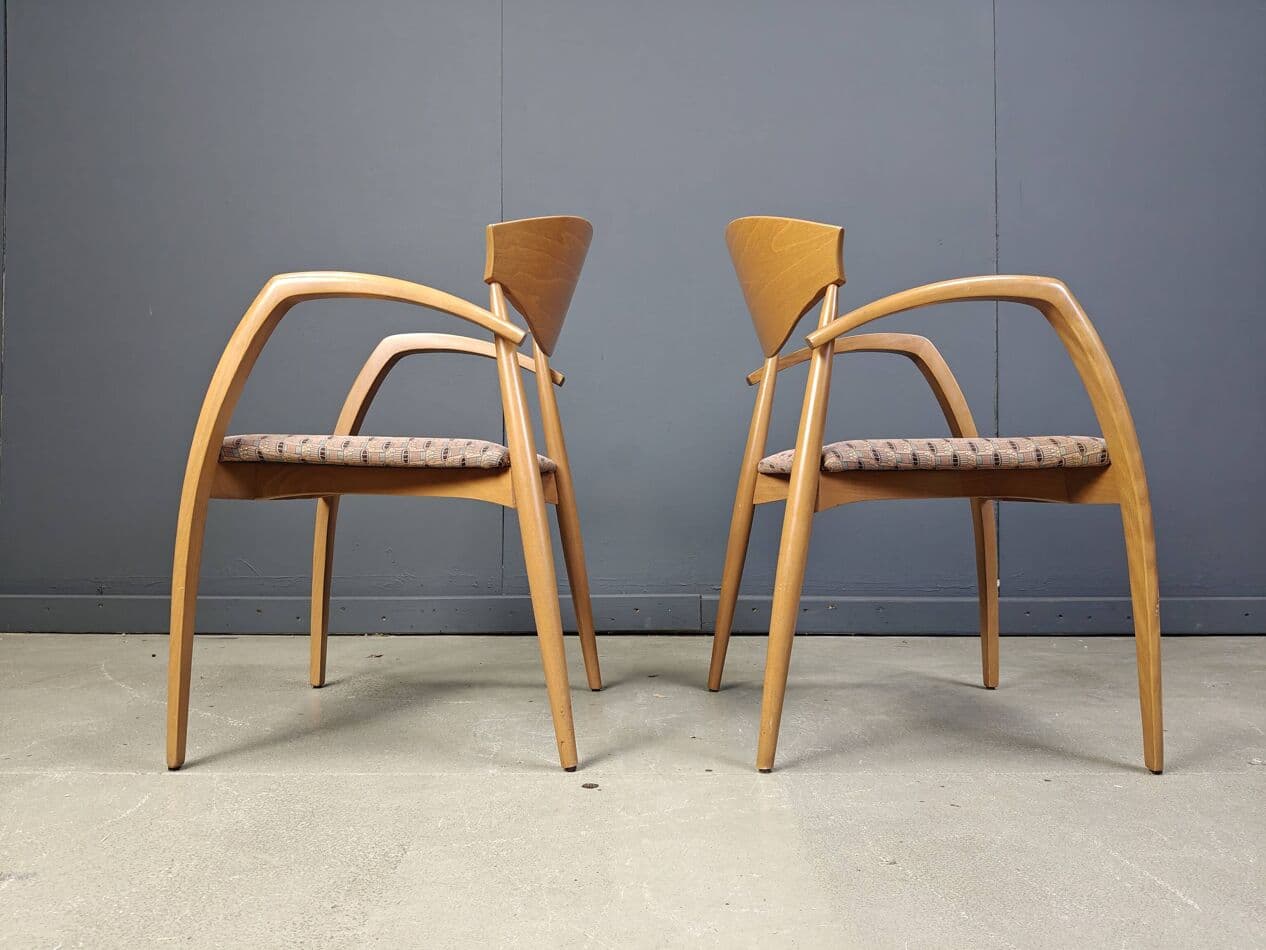 set of six armchairs, beige, wood, Spain, 1990s - 272859