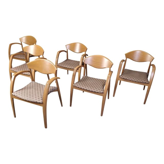 set of six armchairs, beige, wood, Spain, 1990s - DIMENSION