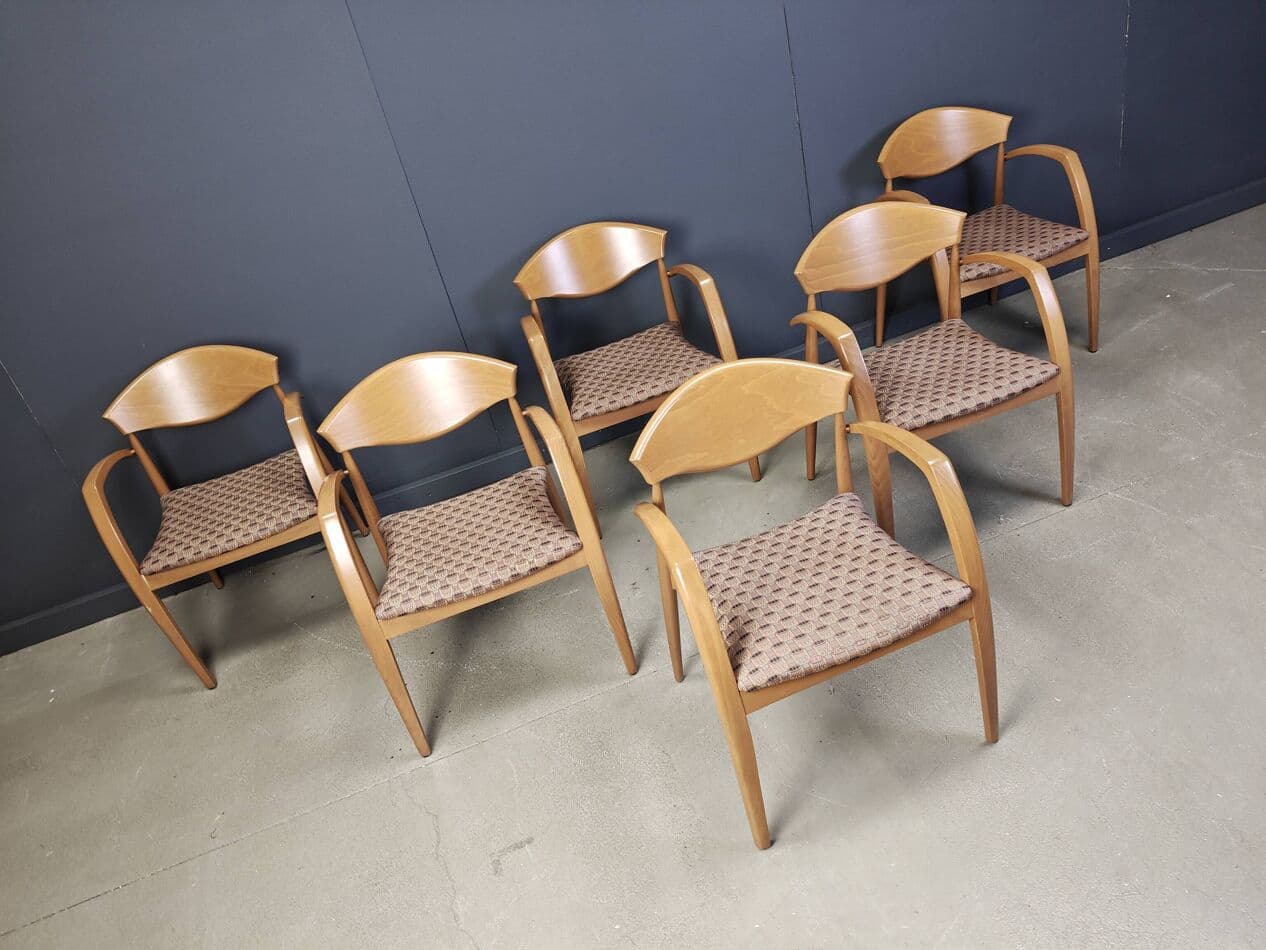 set of six armchairs, beige, wood, Spain, 1990s - 272864