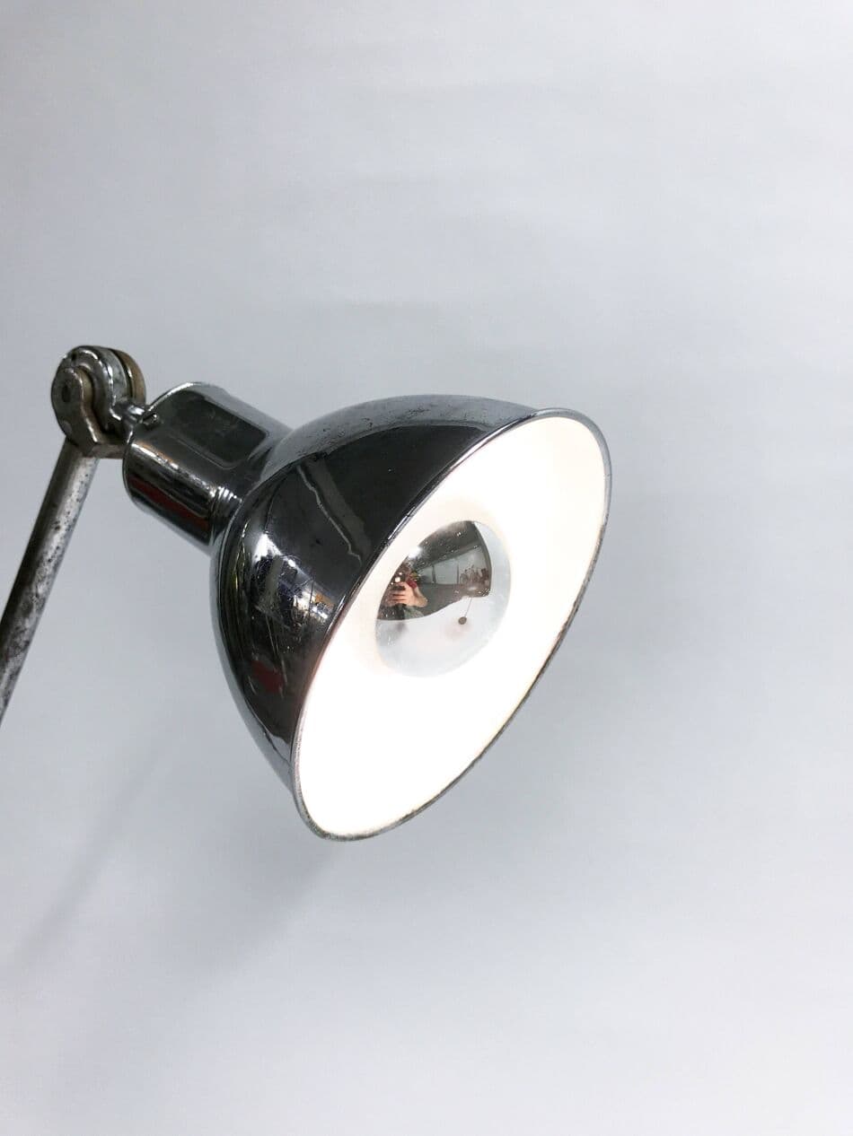 Lampa stołowa industrialna, srebrny, metal, Belgia, lata 30. - 272604