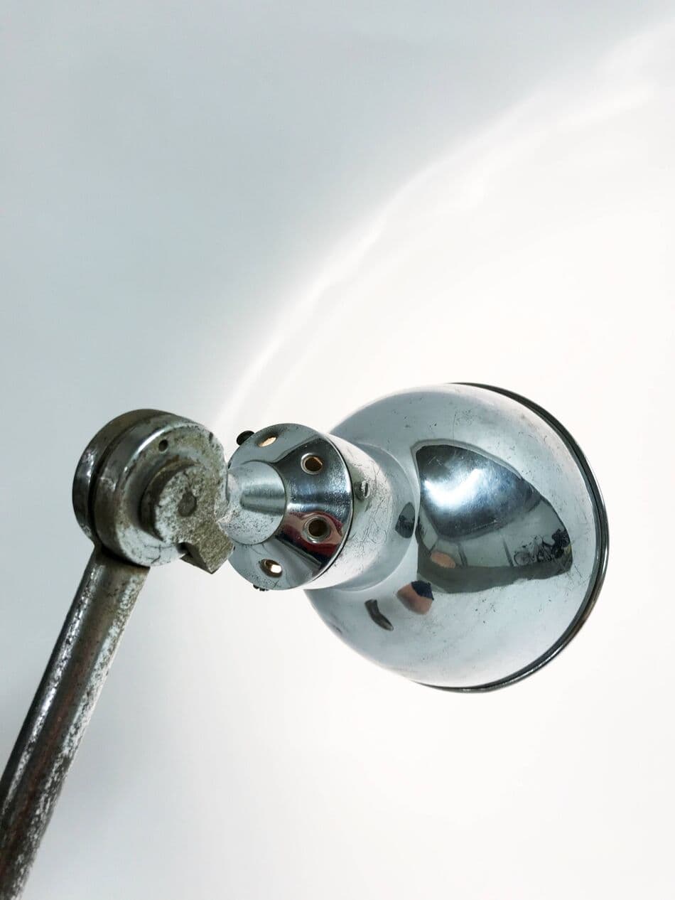 Lampa stołowa industrialna, srebrny, metal, Belgia, lata 30. - 272606