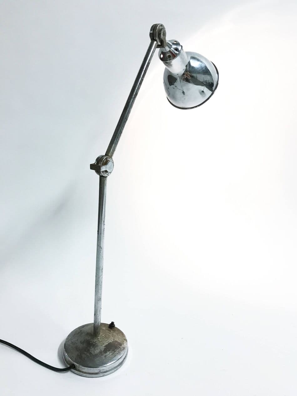 Lampa stołowa industrialna, srebrny, metal, Belgia, lata 30. - 272609