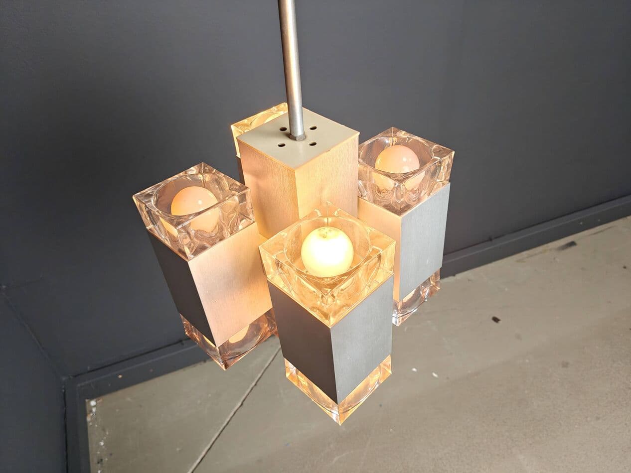 Żyrandol Cubic, srebrny, metal, proj. G. Sciolari, Włochy, lata 70. - 272549