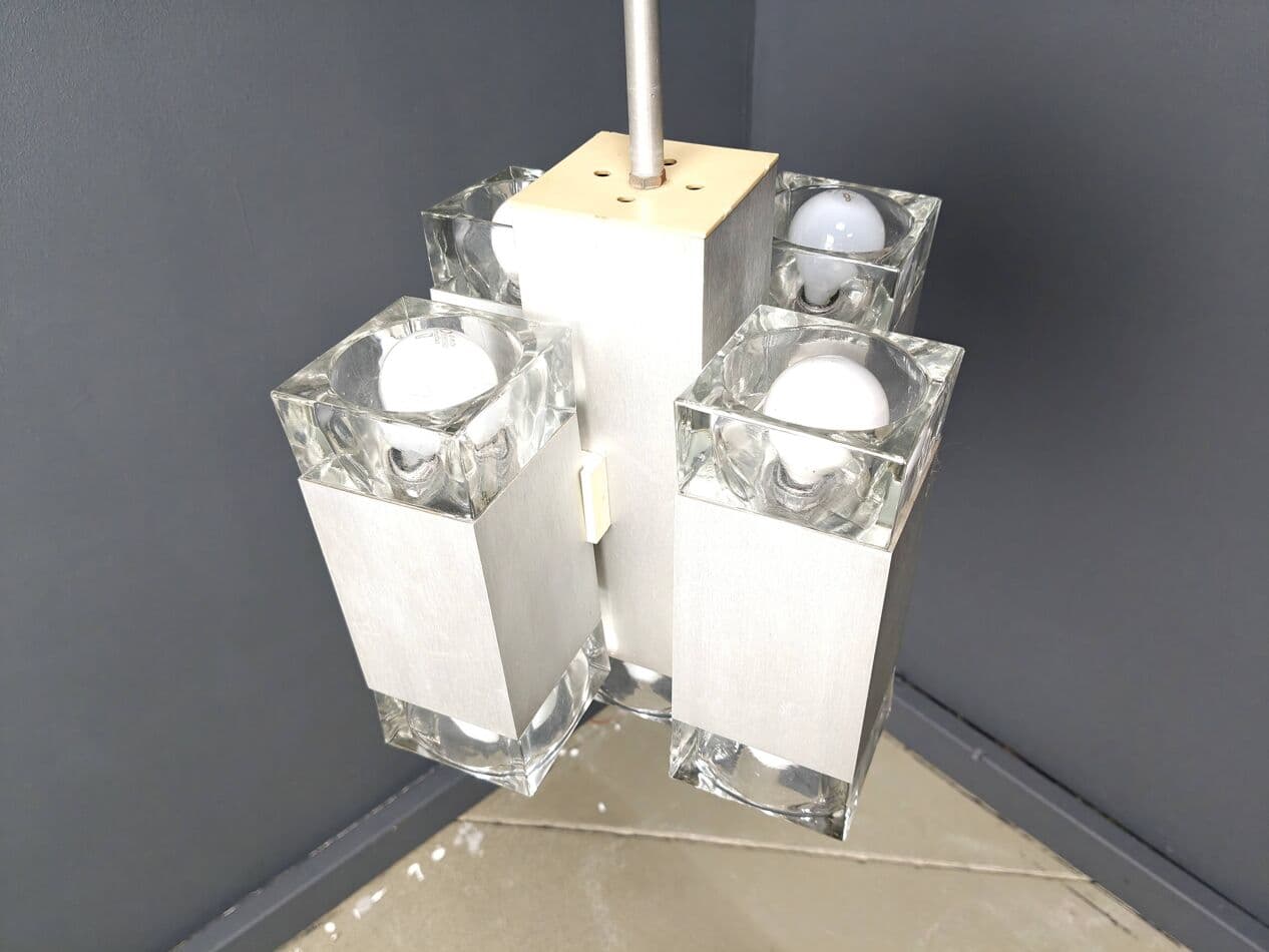 Żyrandol Cubic, srebrny, metal, proj. G. Sciolari, Włochy, lata 70. - 272541