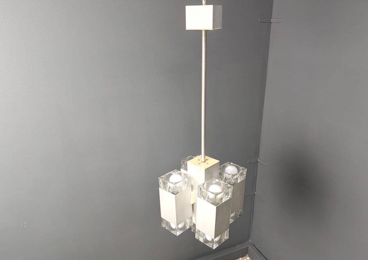 Żyrandol Cubic, srebrny, metal, proj. G. Sciolari, Włochy, lata 70. - 272544