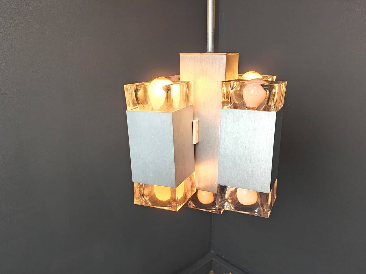 Żyrandol Cubic, srebrny, metal, proj. G. Sciolari, Włochy, lata 70. - 272550