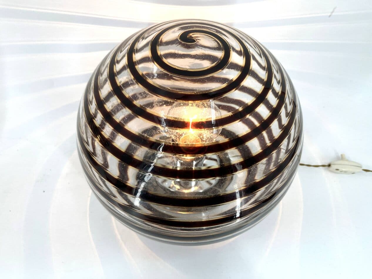 Para lamp stołowych Murano Swirl, brązowy, szkło, Włochy, lata 70. - 272479