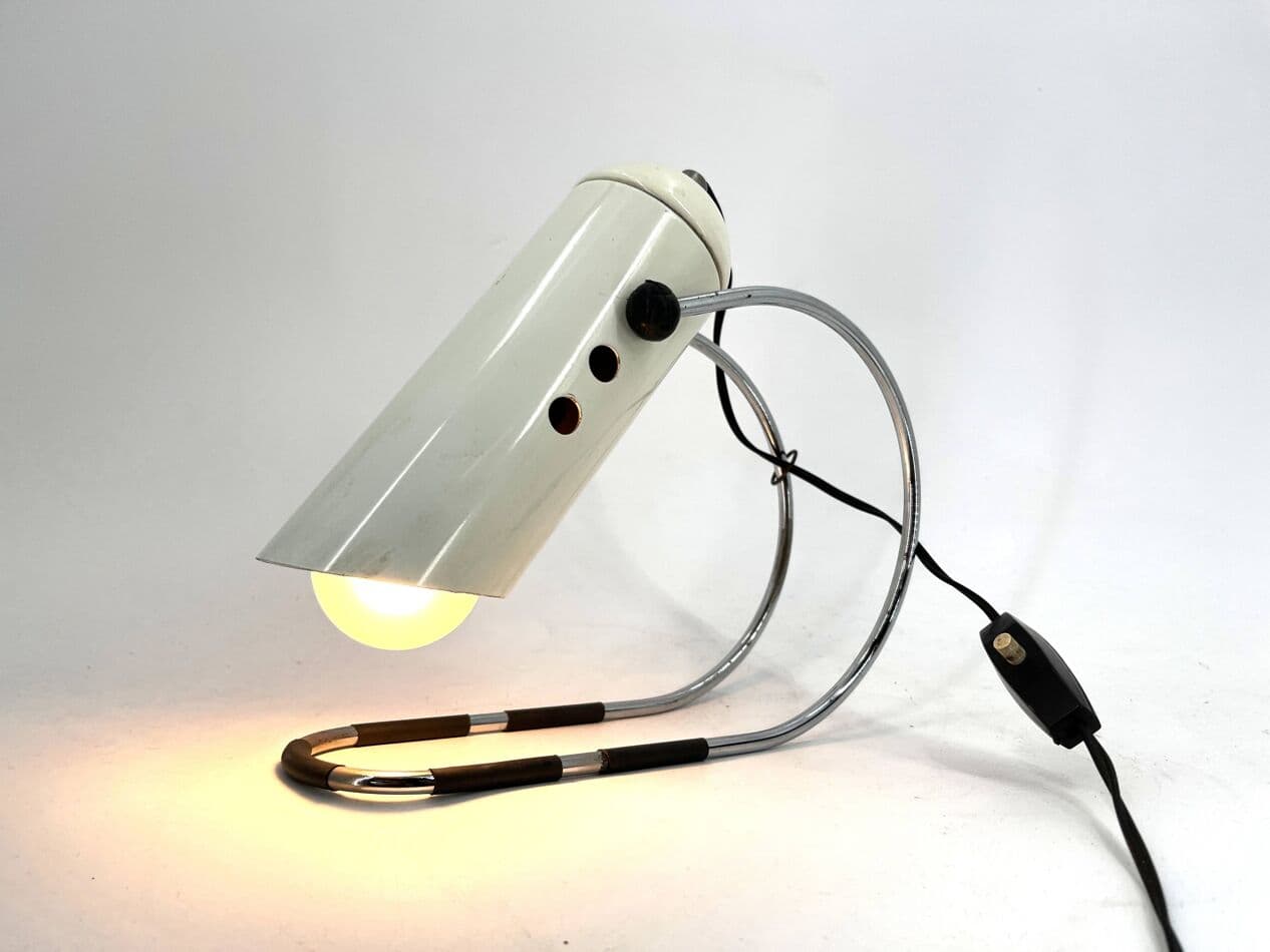 Lampa stołowa Space Age, biały, metal, proj. A. Lelli, Włochy, lata 70. - 272467