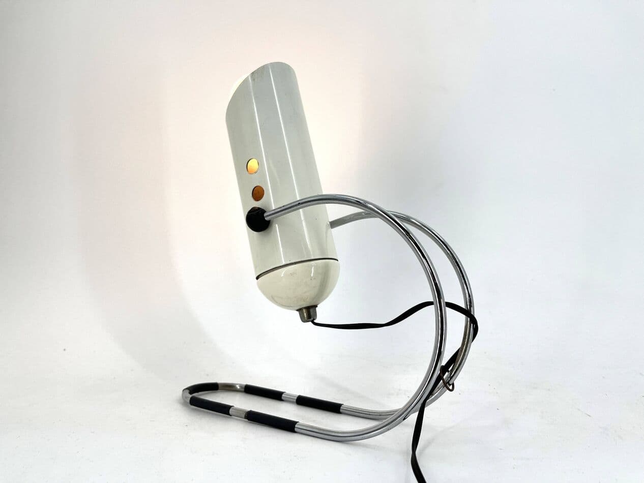 Lampa stołowa Space Age, biały, metal, proj. A. Lelli, Włochy, lata 70. - 272468