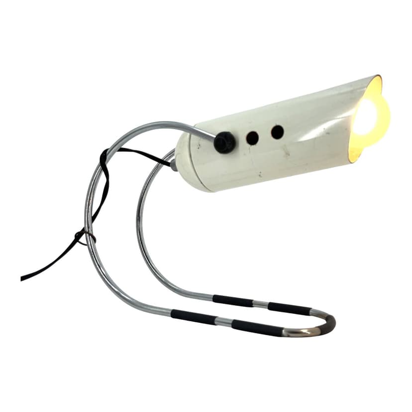 Lampa stołowa Space Age, biały, metal, proj. A. Lelli, Włochy, lata 70.