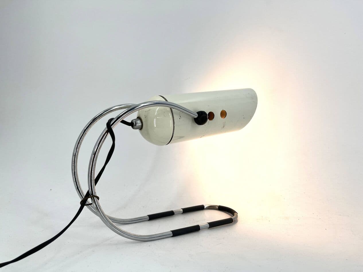 Lampa stołowa Space Age, biały, metal, proj. A. Lelli, Włochy, lata 70. - 272470