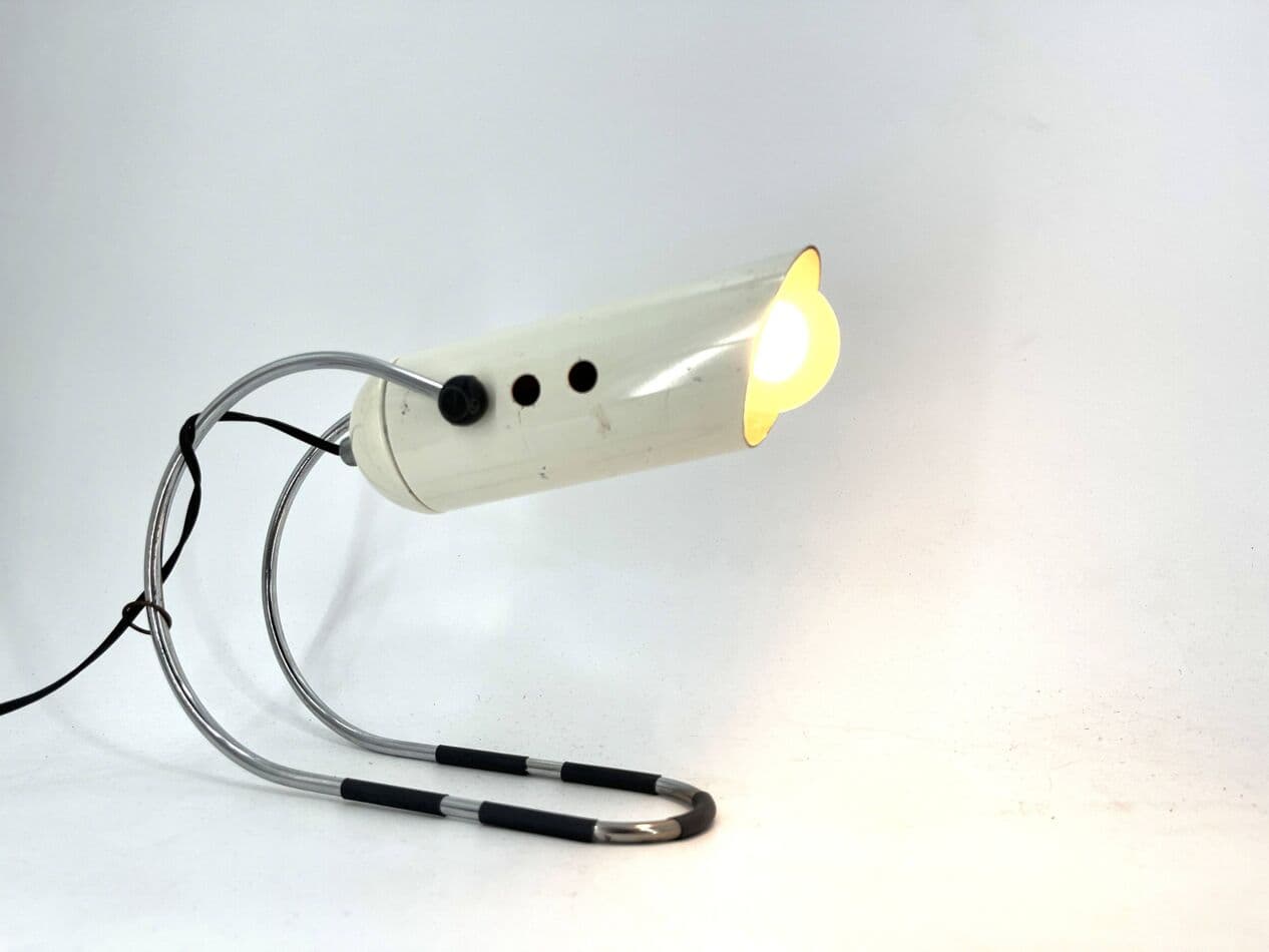 Lampa stołowa Space Age, biały, metal, proj. A. Lelli, Włochy, lata 70. - 272460