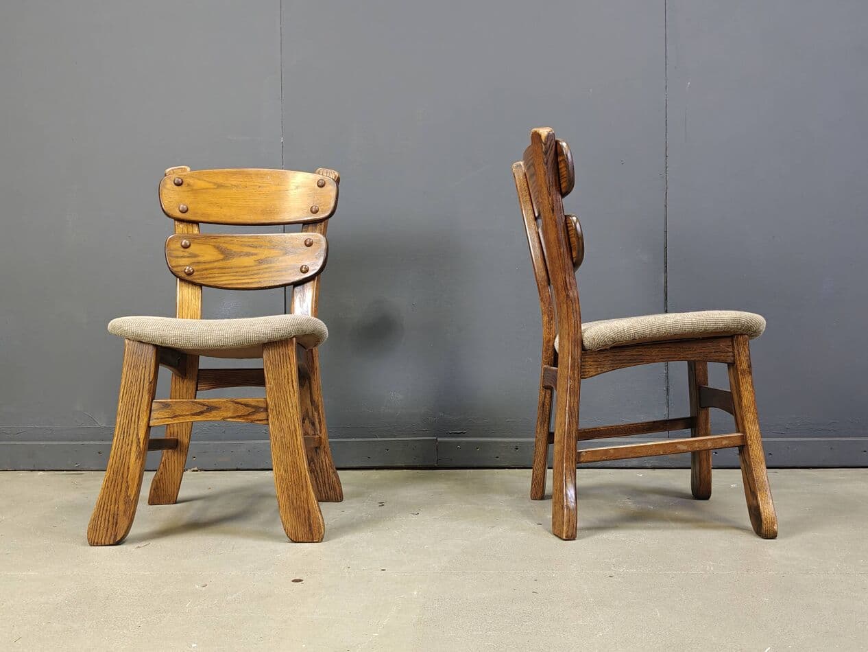 set of five dining chairs, brutalist, brown wood, Germany, 1960s - 272422