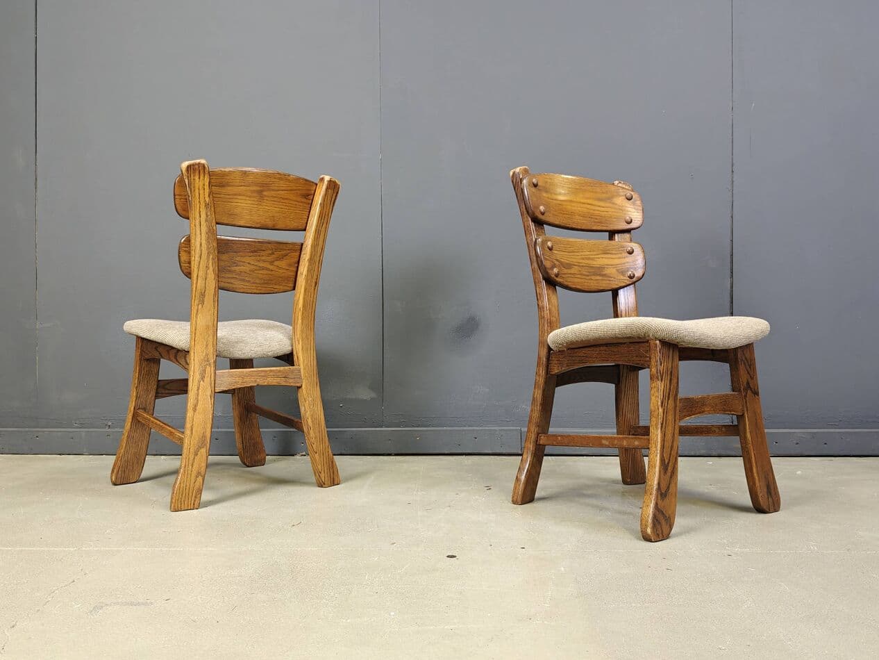 set of five dining chairs, brutalist, brown wood, Germany, 1960s - 272423