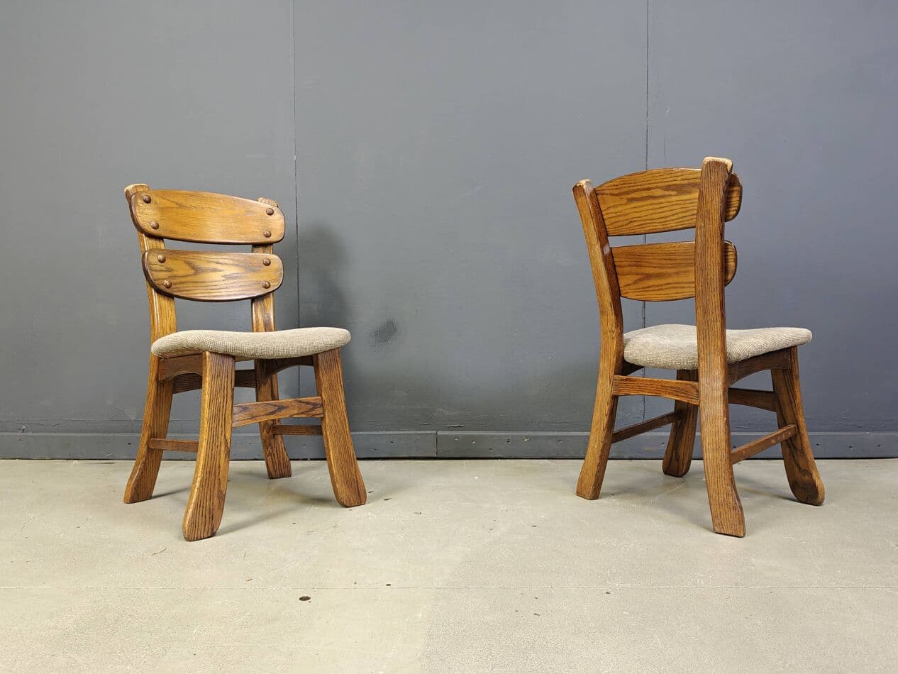 set of five dining chairs, brutalist, brown wood, Germany, 1960s - 272424