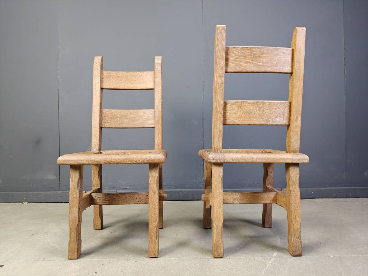 Set of dining chairs Brutalist, brown oak, Belgium, 1960s. - 272410