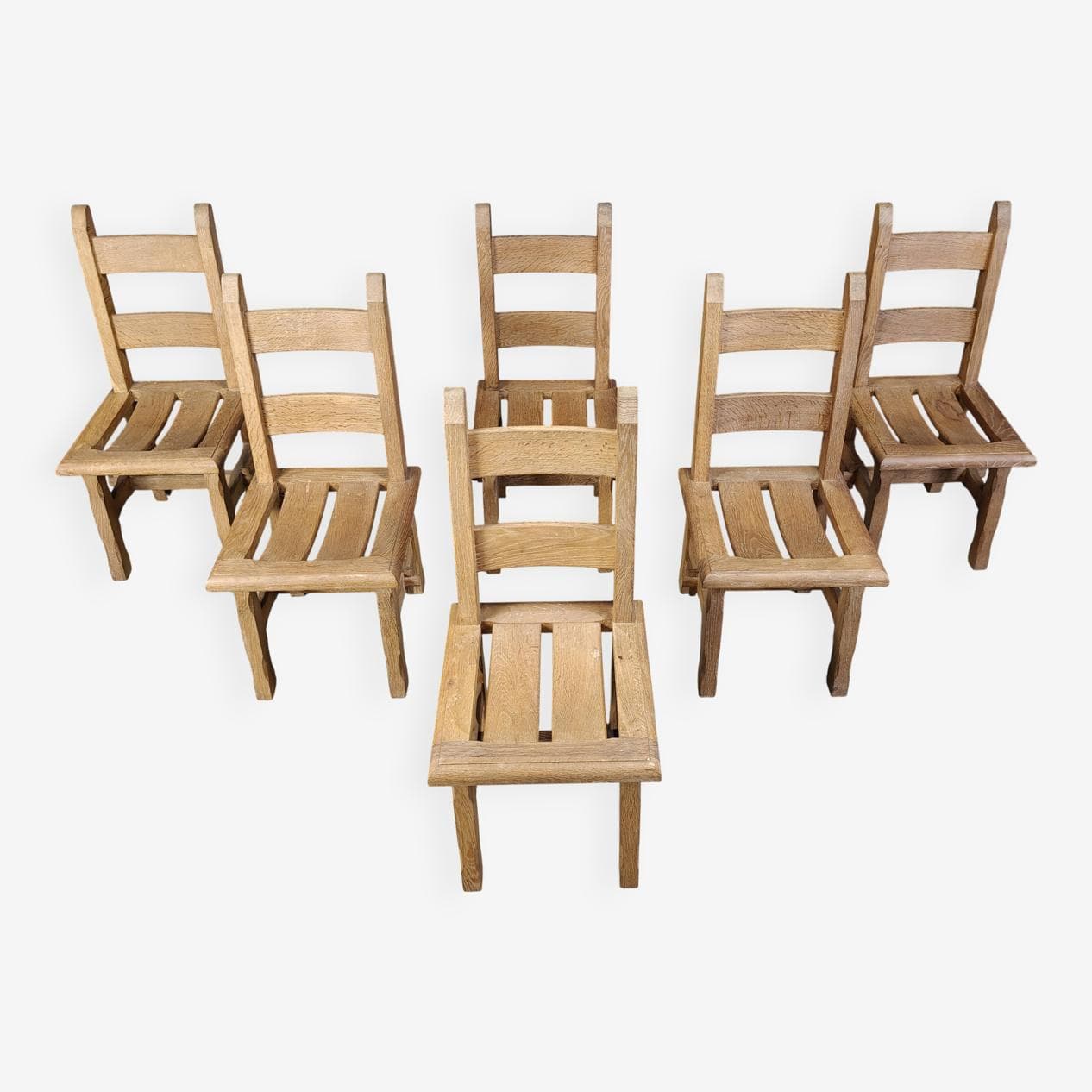 Set of dining chairs Brutalist, brown oak, Belgium, 1960s. - 272409
