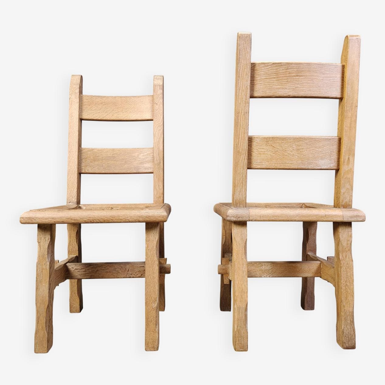 Set of dining chairs Brutalist, brown oak, Belgium, 1960s. - 272403