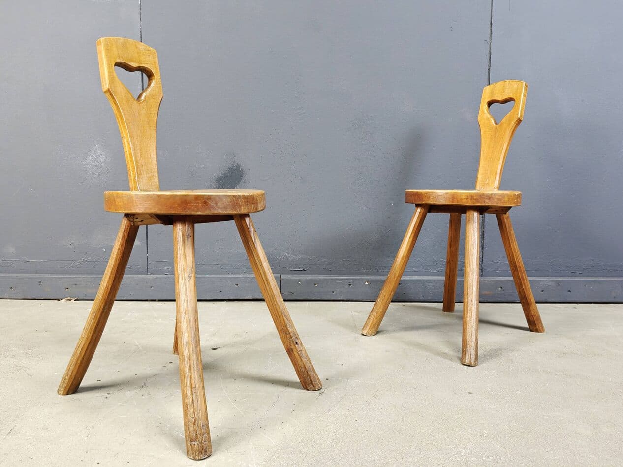 Pair of brutalist side chairs, brown oak, Sweden, 1960s. - 272397