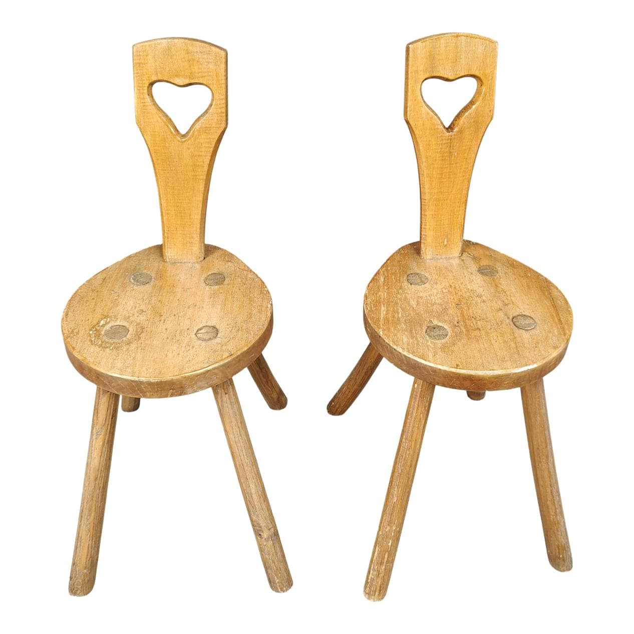 Pair of brutalist side chairs, brown oak, Sweden, 1960s.